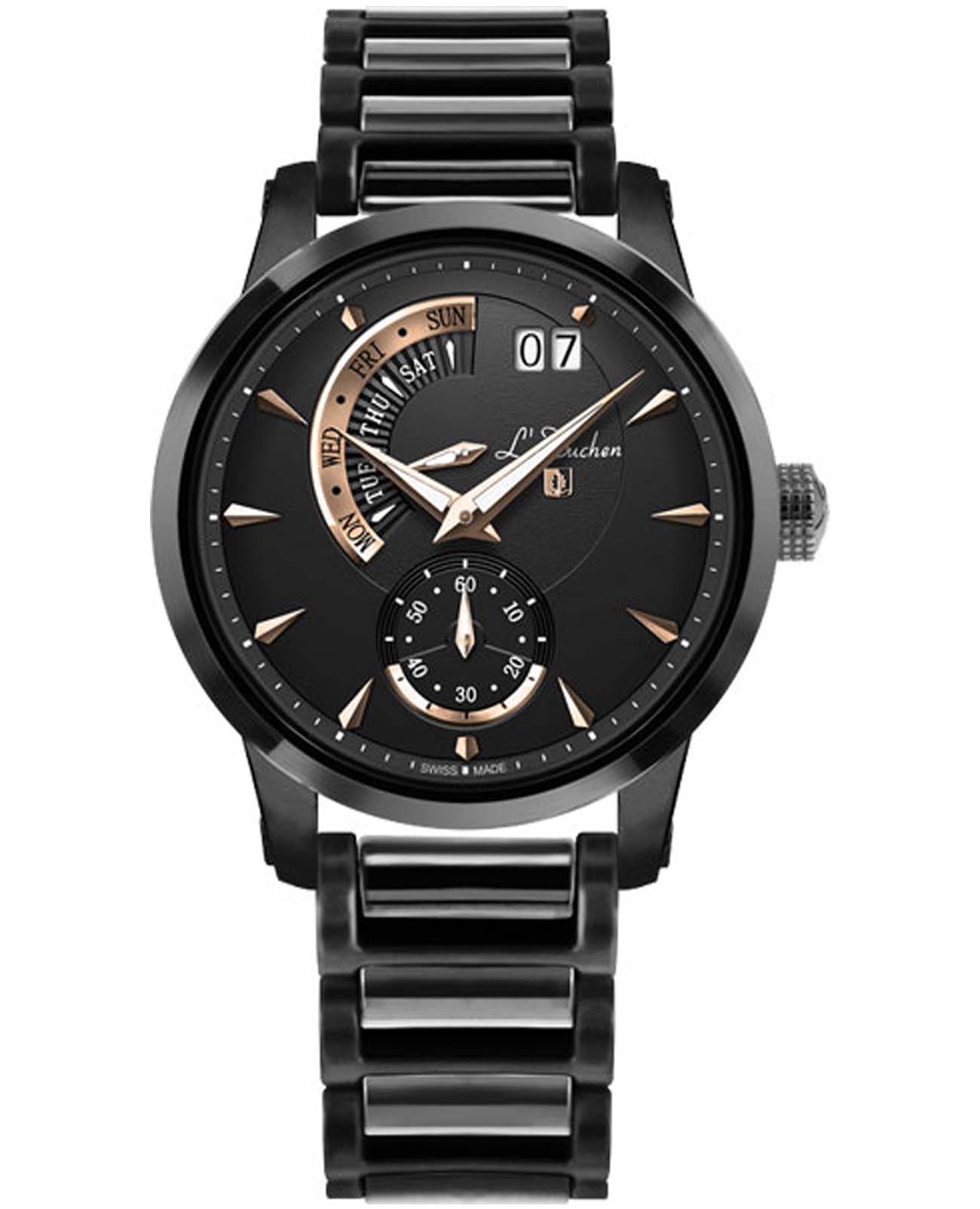 L'Duchen L'Duchen Aerostat D 237.70.35  D 237.70.35 кварцевые мужские часы черный циферблат, браслет сталь + pvd + керамика — вид спереди